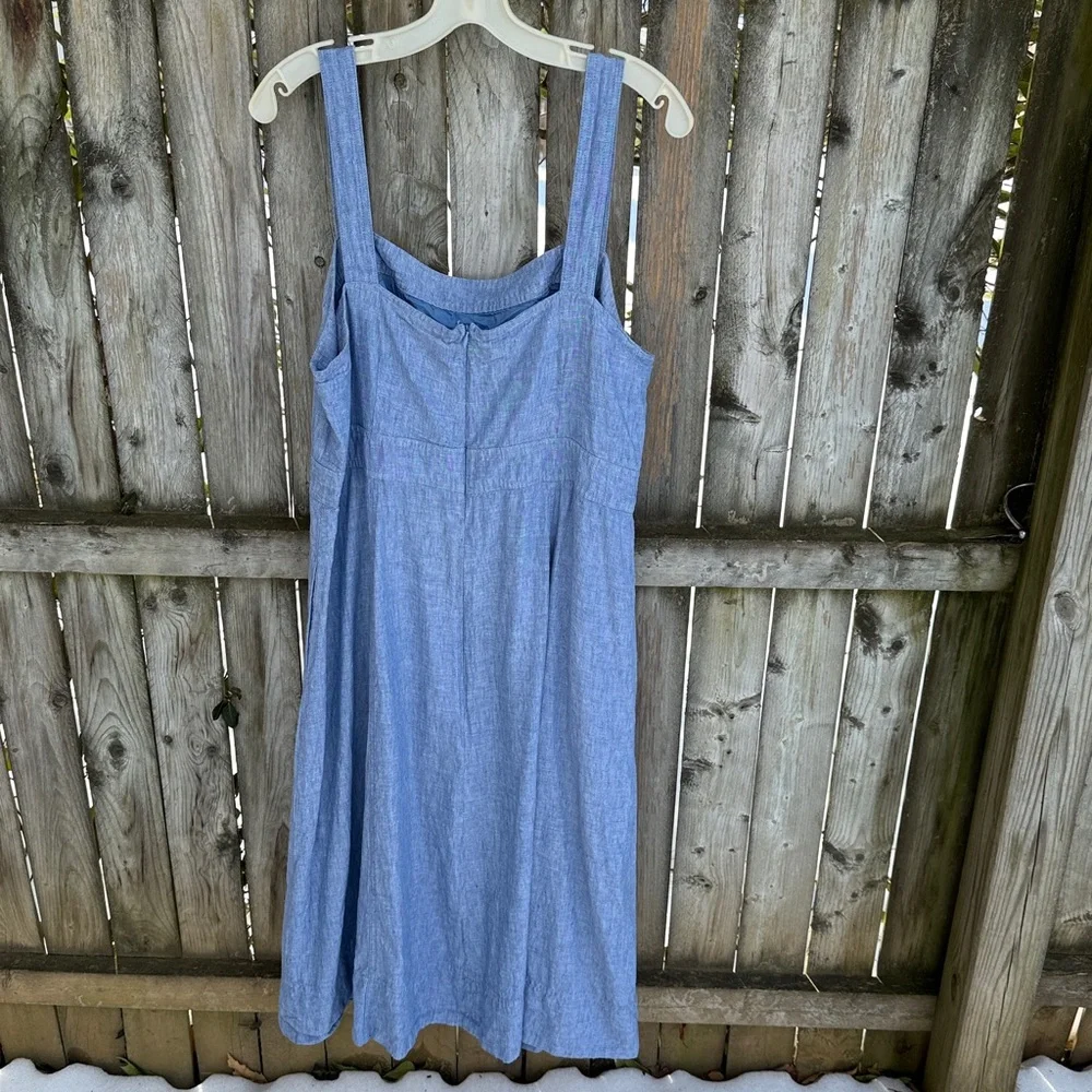 Boden Virginie Linen Midi Dress Chambray bra friendly coastal 16/18R 16 18 - Picture 8 of 16